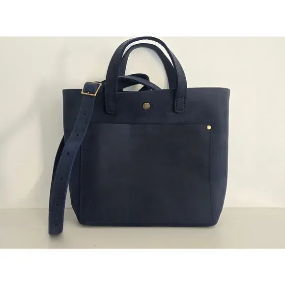 Portland Leather Goods Mini Tote Crossbody Deep Water Navy Blue - Picture 7 of 7